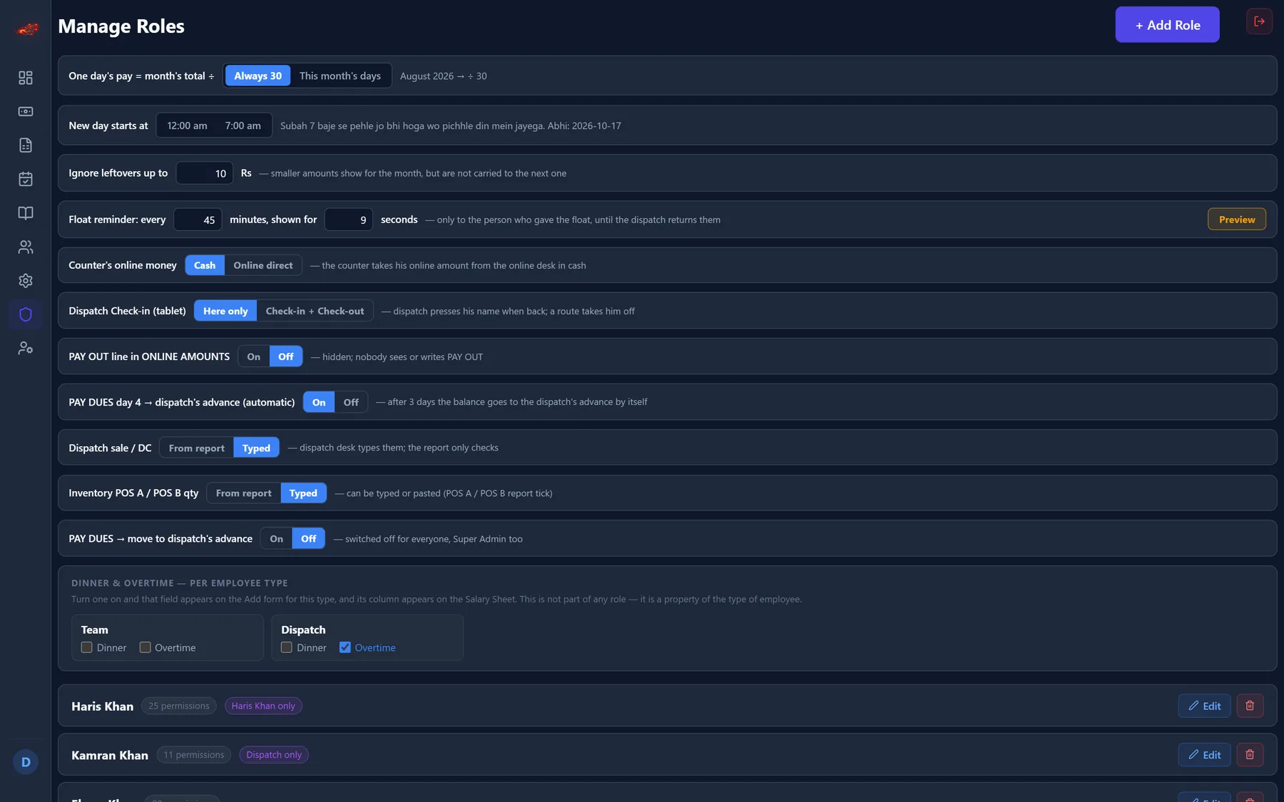 Axon Attendance — Roles & permissions