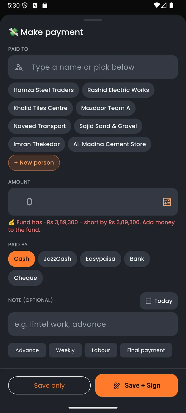 Axon Construction — Payment flow
