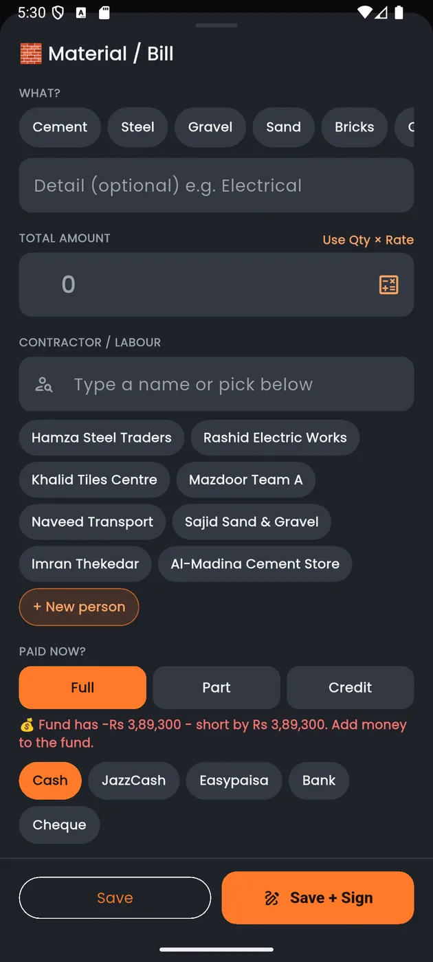 Axon Construction — Material in