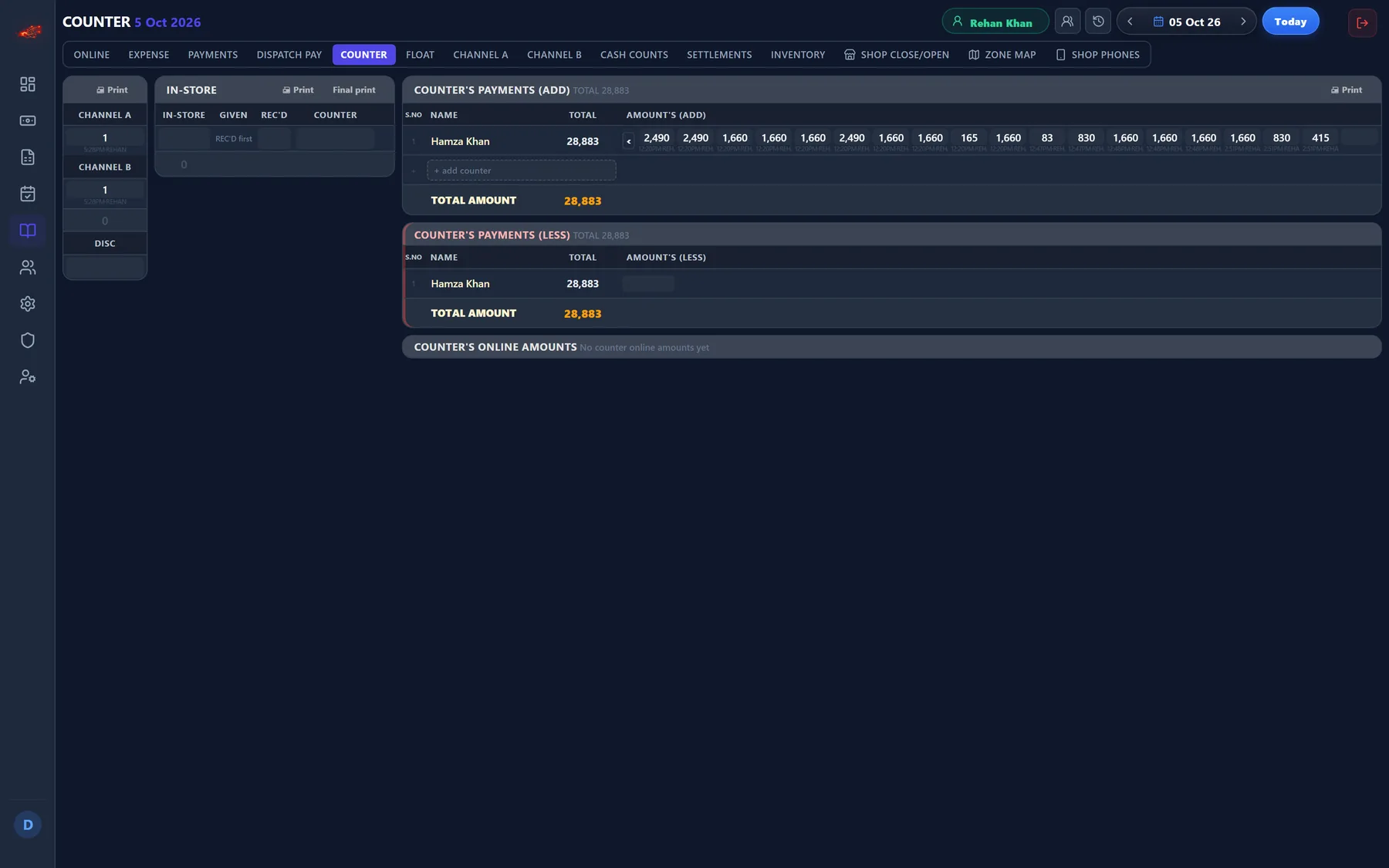 Axon Ledger — Counter accounts