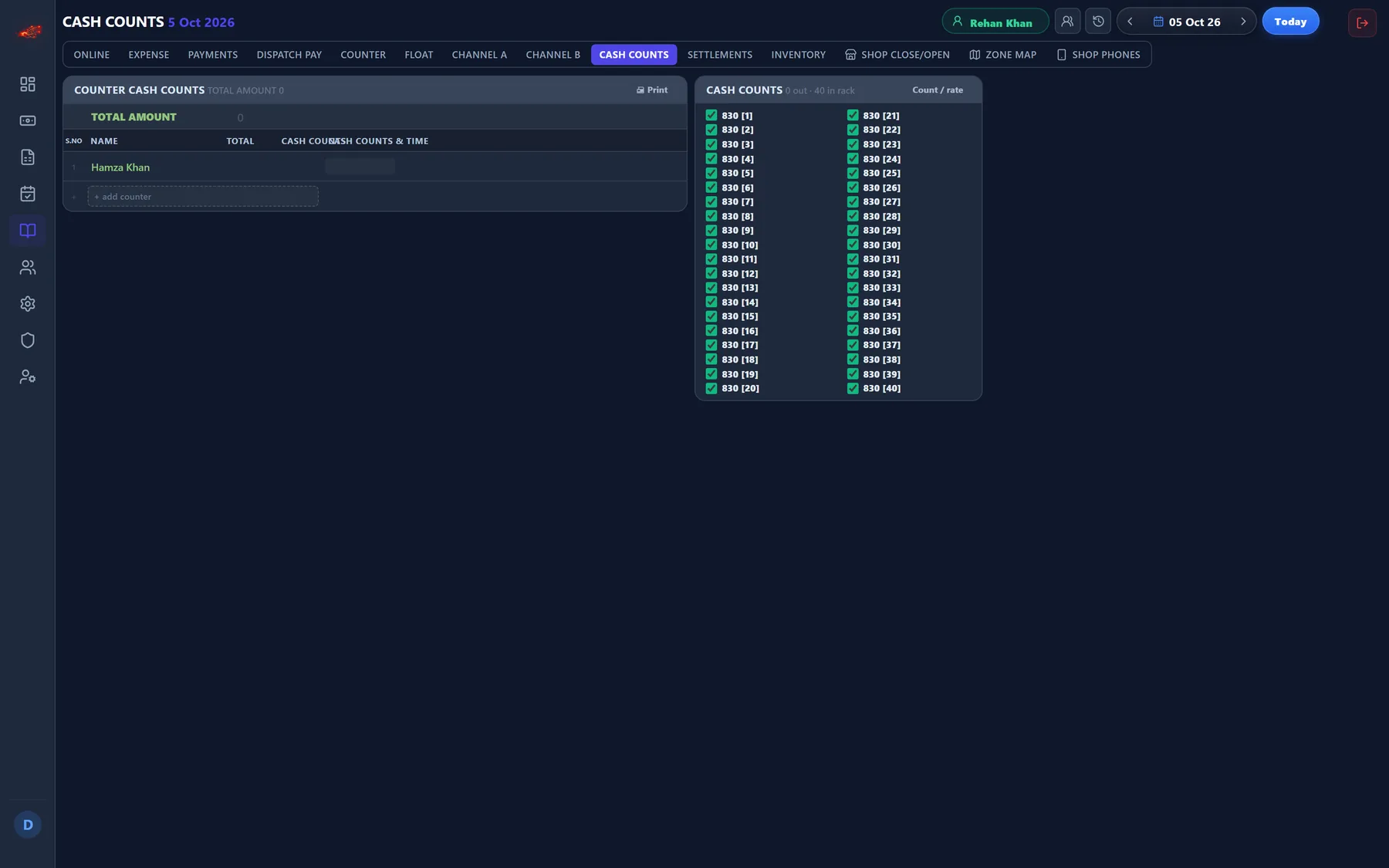 Axon Ledger — Cash counts