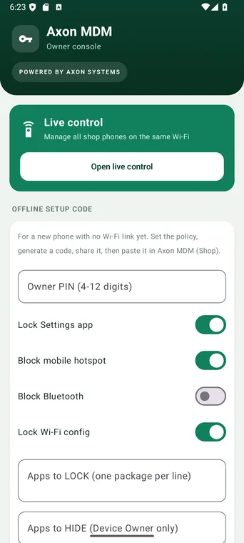 Axon MDM screenshot