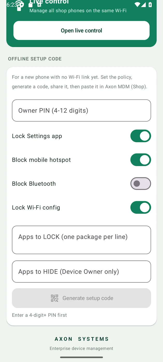 Axon MDM — Policies