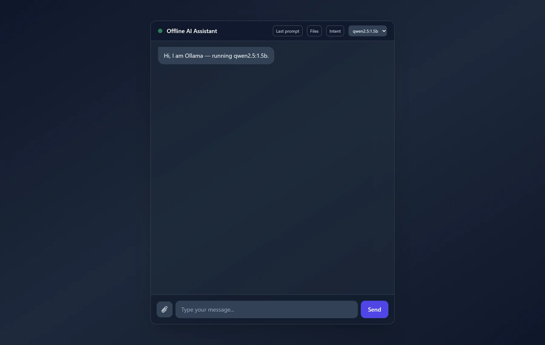 Axon Offline Chatbot — Start screen