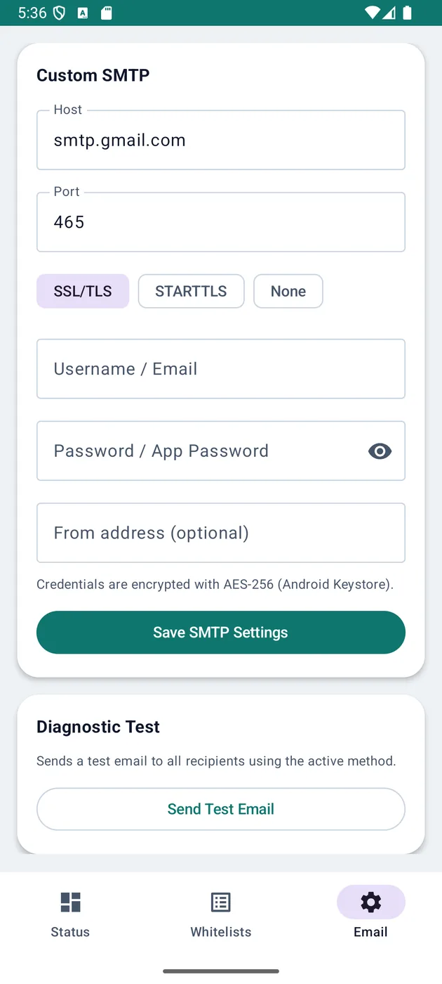 Axon Relay — Email settings